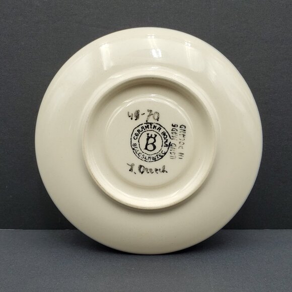 Polish Pottery Blue Hearts Blue Diamonds Saucer Dessert Appetizer Mini Plate - Picture 4 of 7